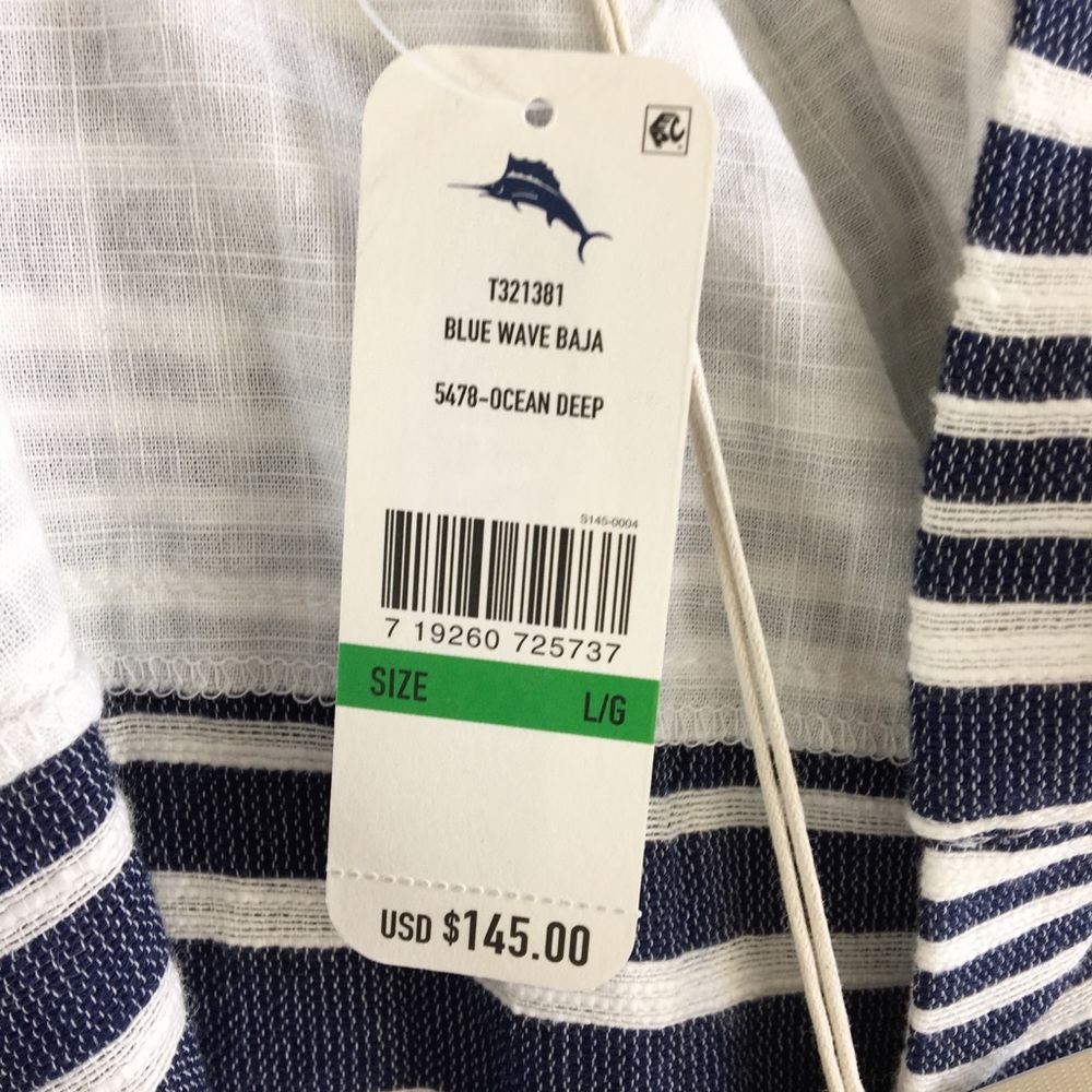 NEW Tommy Bahama Hoodie Mens Wave Ocean Deep L - Picture 8 of 9